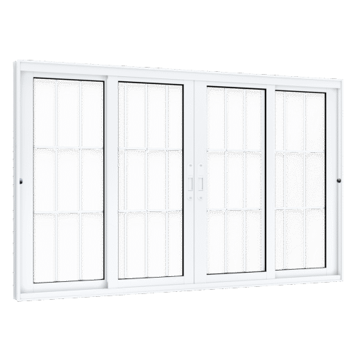 JANELA DE ALUMÍNIO BRANCA 4 FOLHAS GRADE