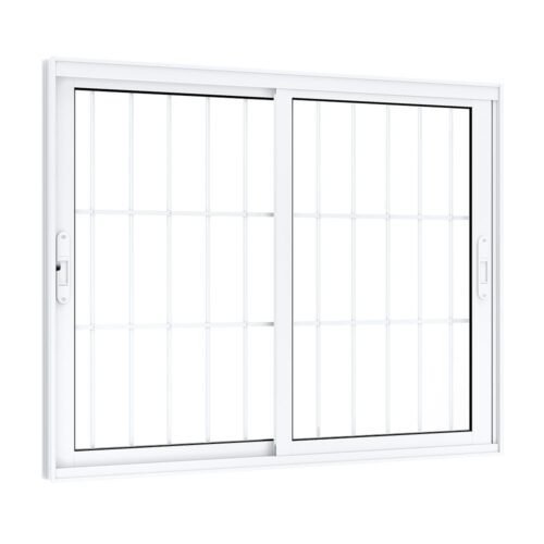 janela de aluminio branca 2 folhas móveis com grade Lucasa Eccellente