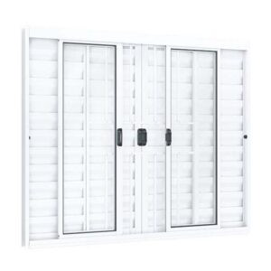 janela veneziana aluminio branca 6 folhas com grade Lucasa Ideale