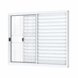 Janela branca para quarto veneziana com grade - Riobras Alumínio