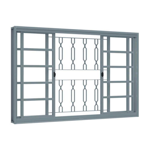 Janela de aço de correr 4 folhas com grade mosaico - Riobras Aço