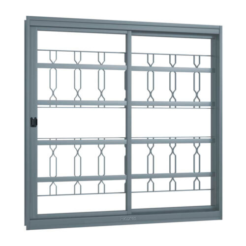 Janela de aço de correr 2 folhas com grade mosaico - Riobras Aço