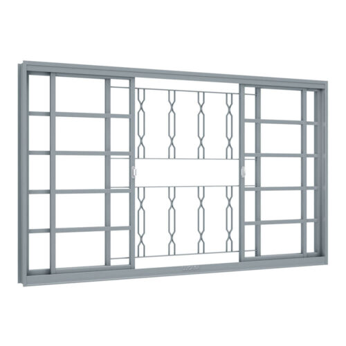 Janela De Aço Com Grade Mosaico 4 Folhas 200x100 - Riobras aço pronto