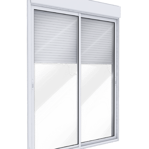 Porta de Alumínio de Correr Lateral 2 Folhas Móveis com Persiana Integrada Blackout Automatizada - Lucasa Eccellente