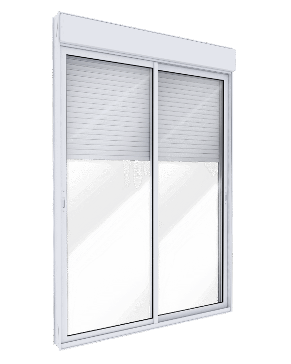 Porta de Alumínio de Correr Lateral 2 Folhas Móveis com Persiana Integrada Blackout Automatizada - Lucasa Eccellente
