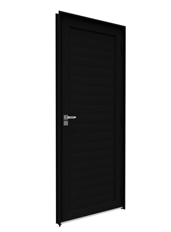 Porta de Aluminio de Giro Lambri Preta com Maçaneta 215x85 - Lucasa Eccellente