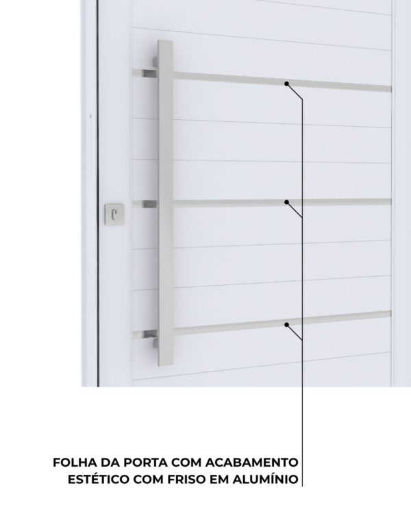 Porta de Alumínio Pivotante Lambri com Friso e Puxador 215x105 - Lucasa Ideale - Imagem 3