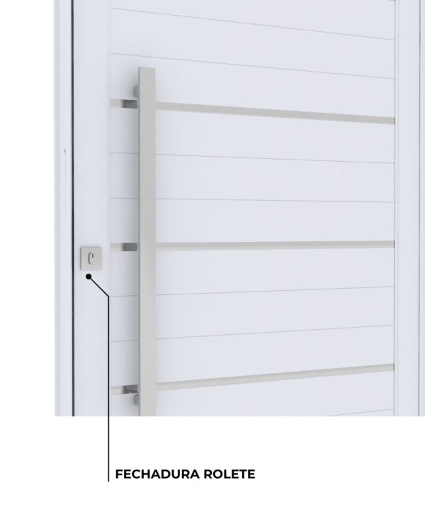 Porta de Alumínio Pivotante Lambri com Friso e Puxador 215x105 - Lucasa Ideale - Imagem 5