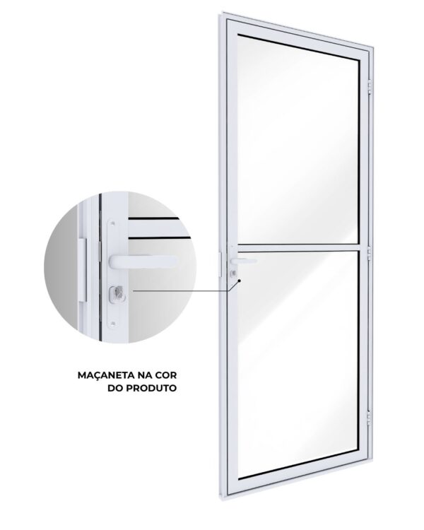 Porta de Alumínio de Giro de Vidro com Travessa 215x85 - Lucasa Ideale - Imagem 6
