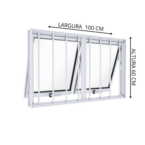 Janela Maximo ar Duplo Horizontal de Alumínio com Grade 60x100 - Lucasa Ideale