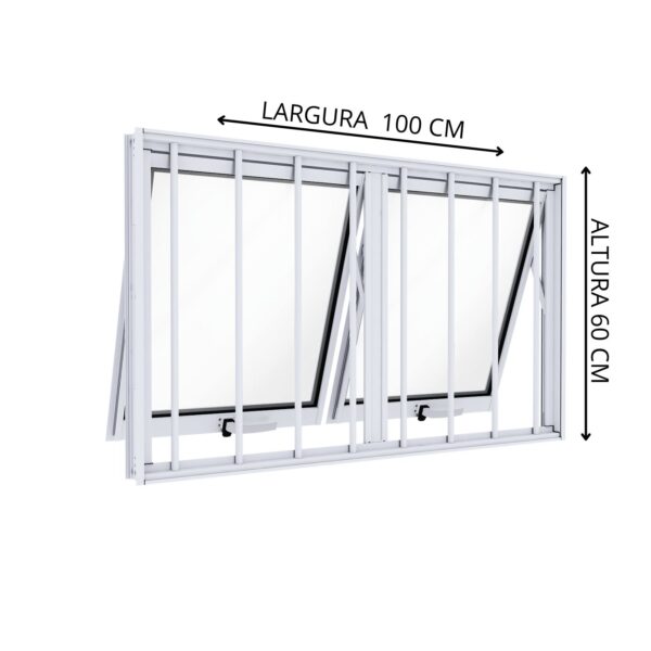 Janela Maximo ar Duplo Horizontal de Alumínio com Grade 60x100 - Lucasa Ideale - Imagem 2