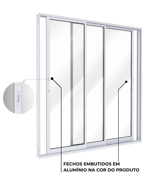 Porta de Alumínio de Correr Lateral 3 Folhas Móveis  - Lucasa Ideale - Imagem 5