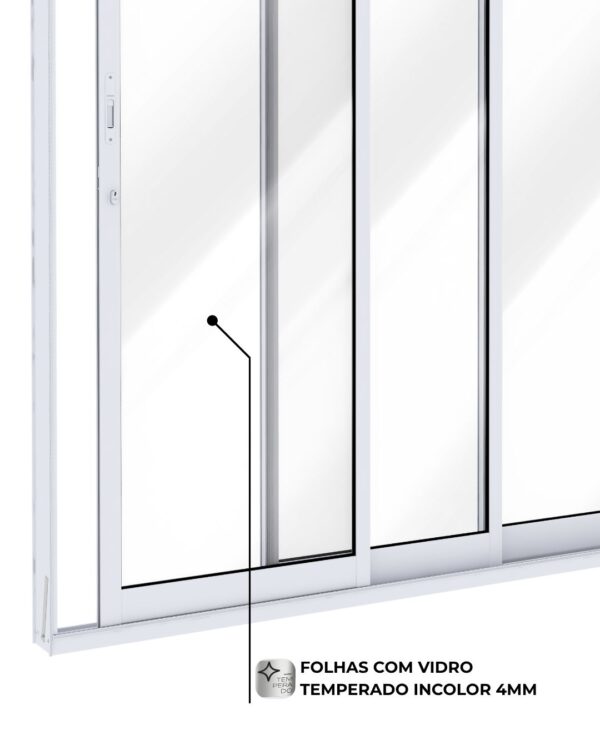Porta de Alumínio de Correr Lateral 3 Folhas Móveis  - Lucasa Ideale - Imagem 3