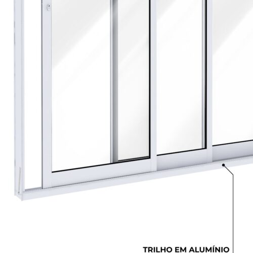 Porta de Alumínio de Correr Lateral 3 Folhas Móveis  - Lucasa Ideale