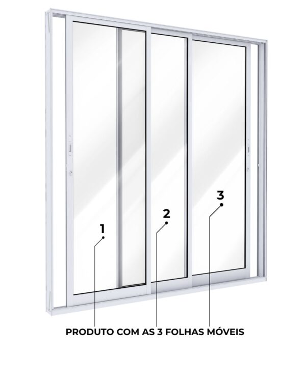 Porta de Alumínio de Correr Lateral 3 Folhas Móveis  - Lucasa Ideale - Imagem 4
