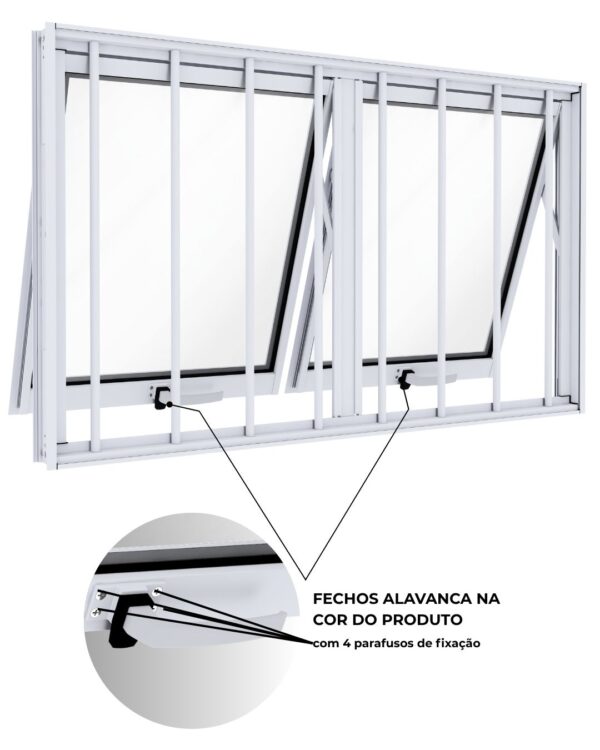 Janela Maximo ar Duplo Horizontal de Alumínio com Grade 60x100 - Lucasa Ideale - Imagem 6