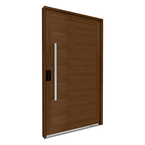 Porta de Alumínio Pivotante com Fechadura Digital e Puxador de 1 Metro - 225x130 - Lucasa Eccellente