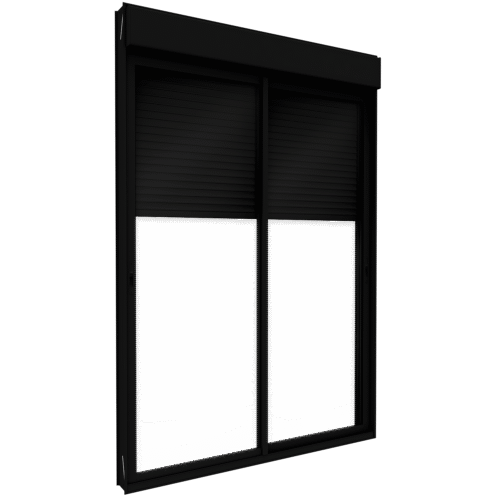 Porta de Alumínio de Correr Lateral 2 Folhas Móveis com Persiana Integrada Blackout Automatizada - Lucasa Eccellente