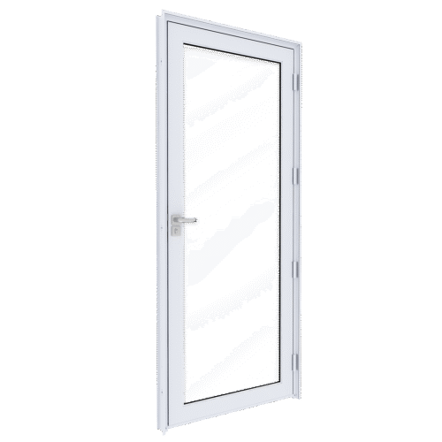 Porta de Alumínio de Giro com Vidro Temperado - Lucasa Eccellente