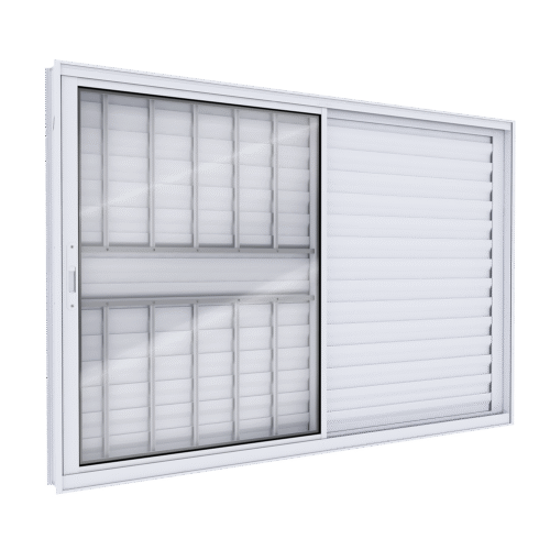 Janela de Alumínio Veneziana de Correr Lateral 3 Folhas - Lucasa Ideale
