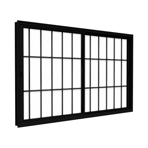 Janela de Alumínio de Correr Lateral com Grade 2 Folhas Móveis - Lucasa Ideale