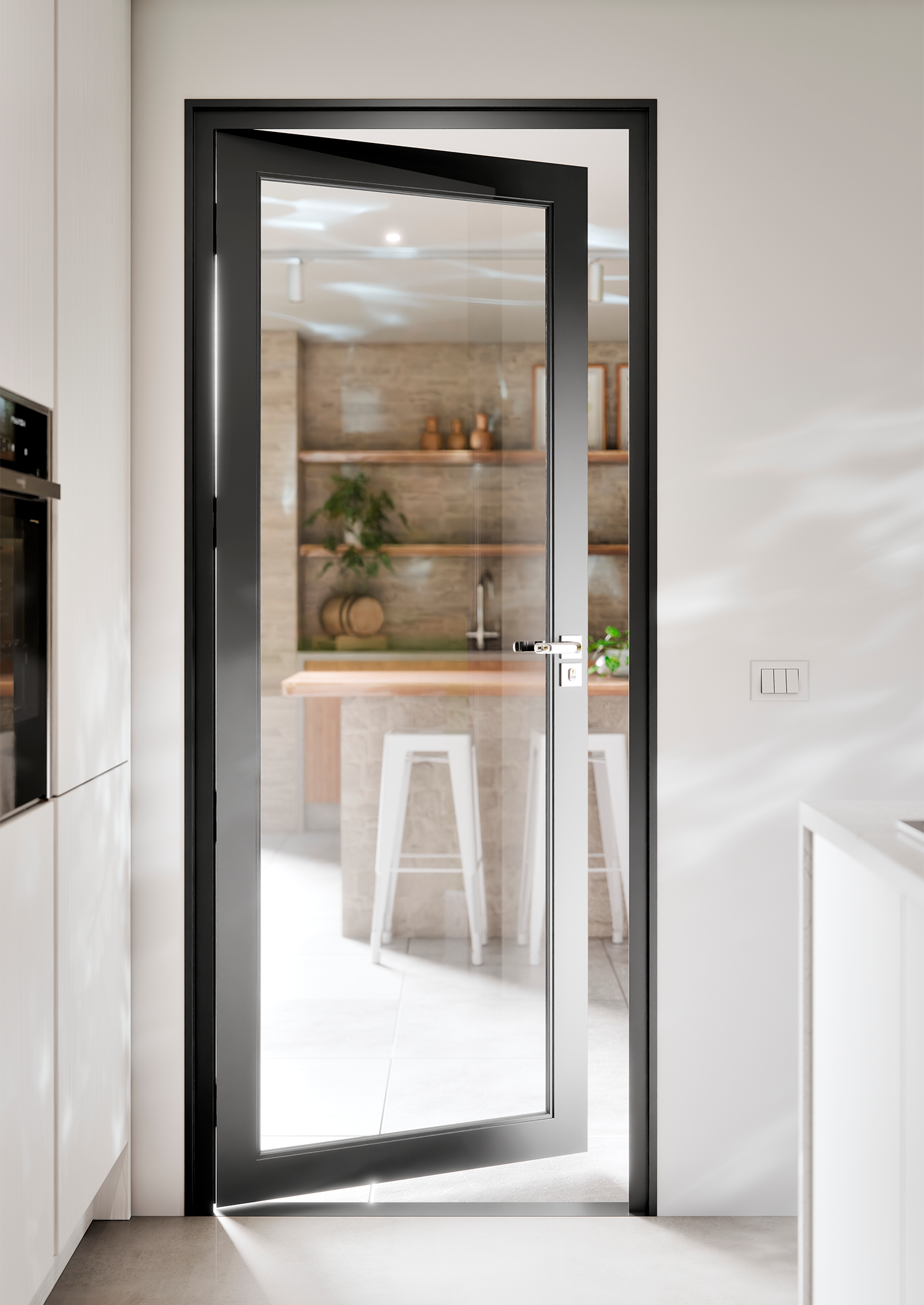 Porta de Alumínio de Giro com Vidro Temperado - Lucasa Eccellente - Imagem 3