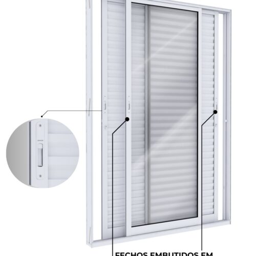 Porta Balcão de Alumínio com 3 Folhas móveis e Fechos Embutidos 215X160 - Lucasa Ideale