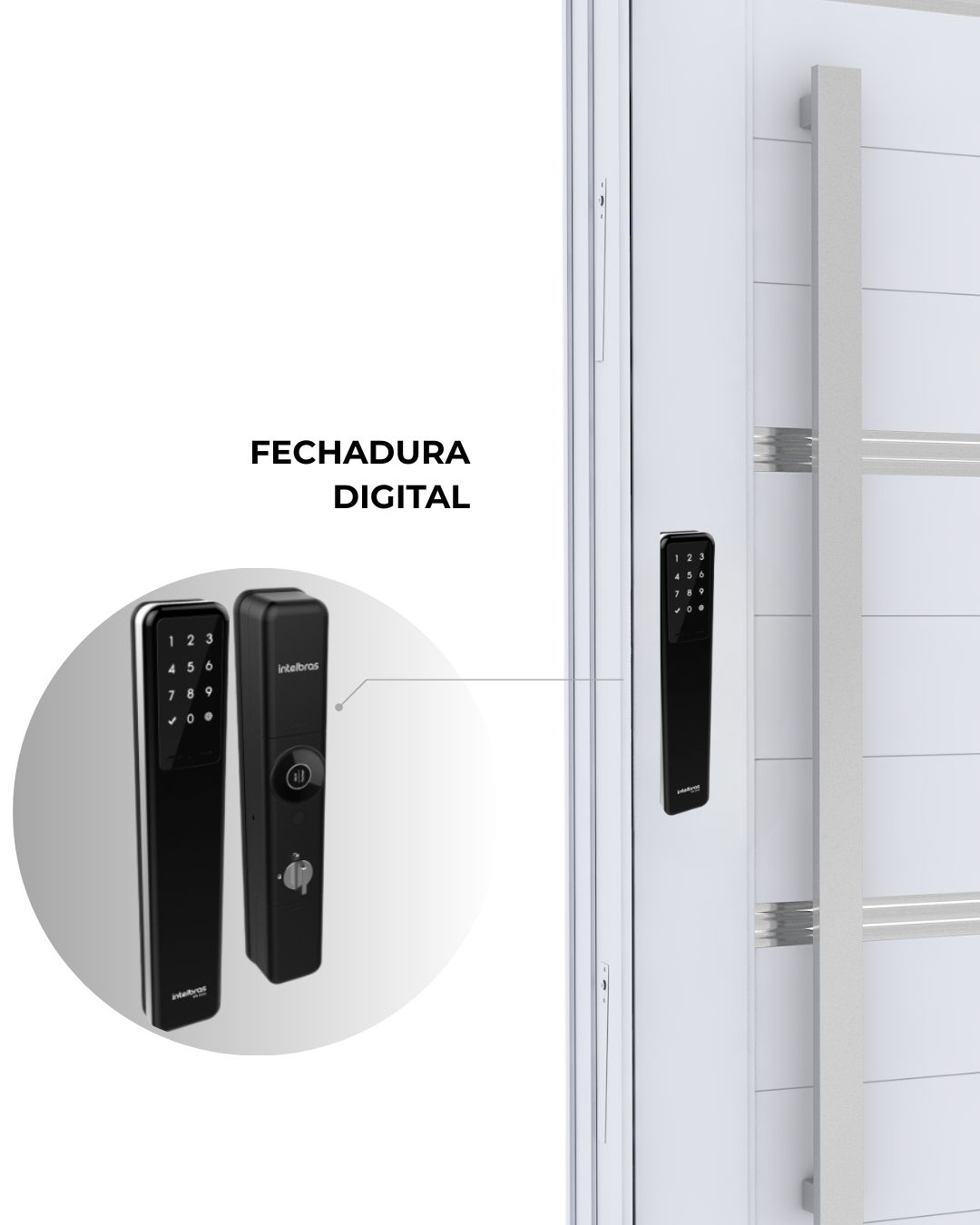 Porta de Alumínio Pivotante com Friso Puxador de 1M e Fechadura Digital - Imagem 6