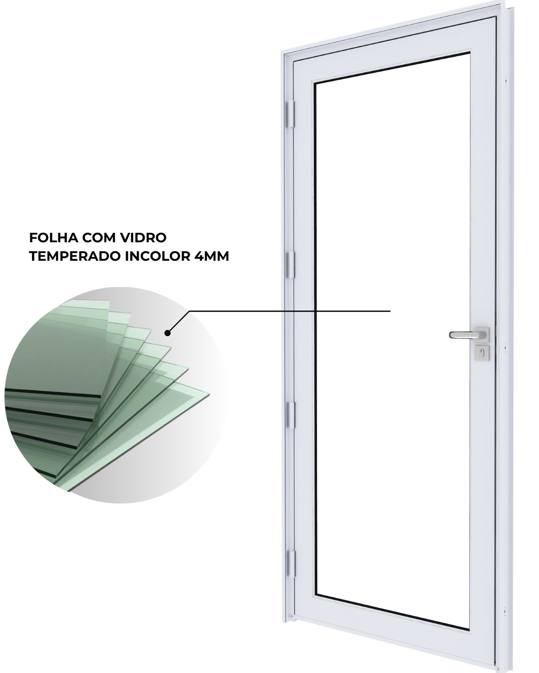 Porta de Alumínio de Giro com Vidro Temperado - Lucasa Eccellente - Imagem 5