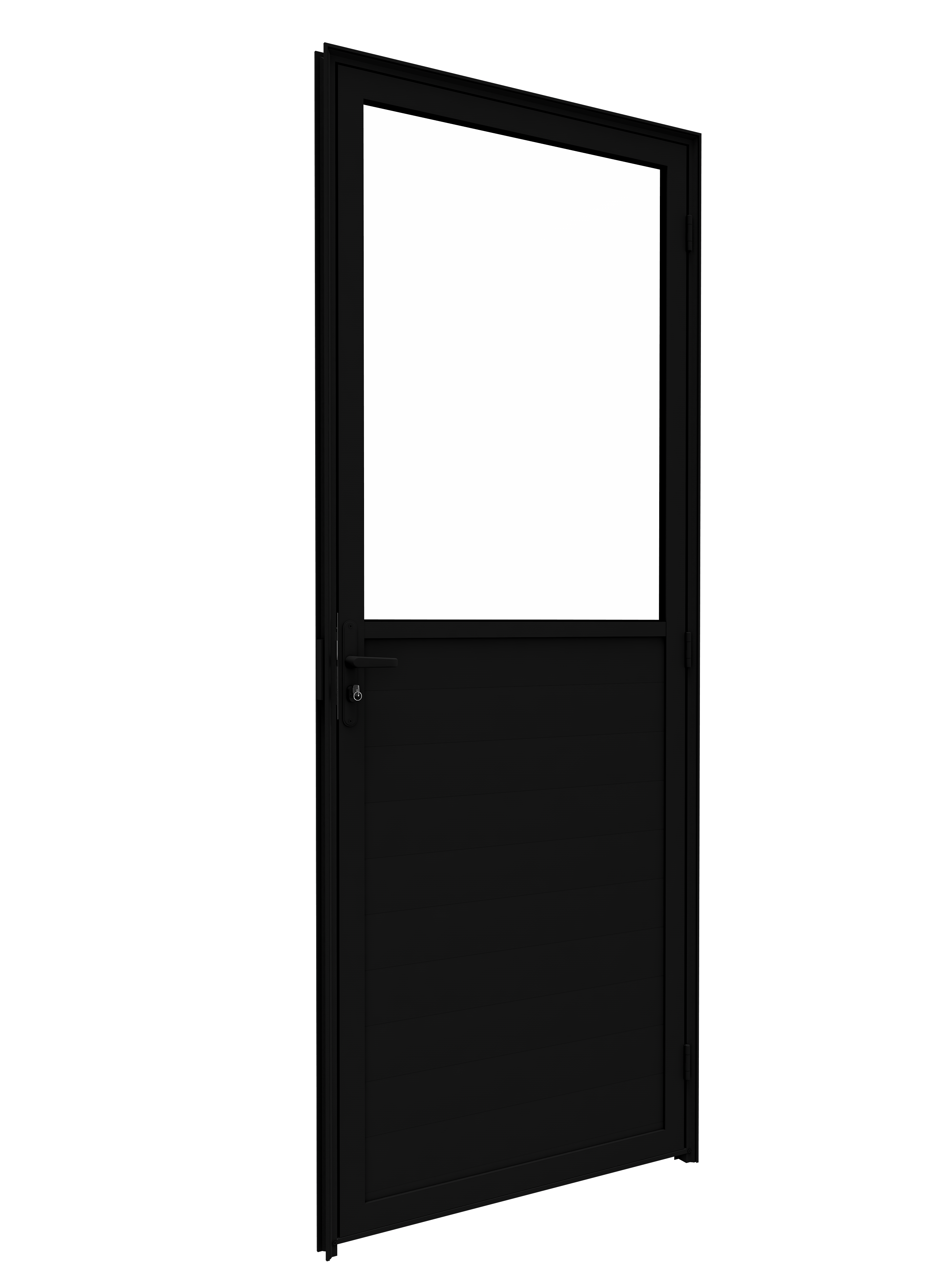 Porta de Alumínio de Giro Mista com Lambri e Vidro - Lucasa Ideale